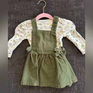 6M Just One You long sleeve bodysuit and overall dress. Only worn once.